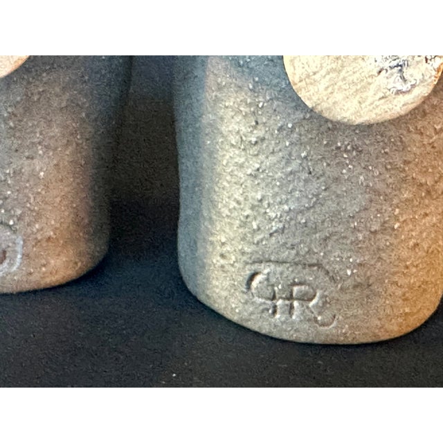 Oyster Gray 1990s Art Pottery Salt and Pepper Shakers For Sale - Image 8 of 11