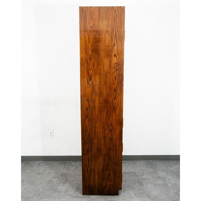 Mid-Century Modern Mid Century Modern Armoire Compact Cabinet Scene One Henredon Campaign Dark Wood For Sale - Image 3 of 12