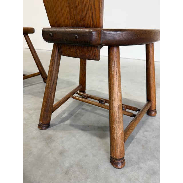 Vintage Scandinavian Brutalist Oak Dining Chairs, Set of 6 For Sale - Image 12 of 12