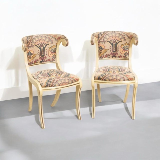 Wood Klismos Style Italian Neo-Classical Regency Table / Dining Chairs - Set of Four For Sale - Image 7 of 9