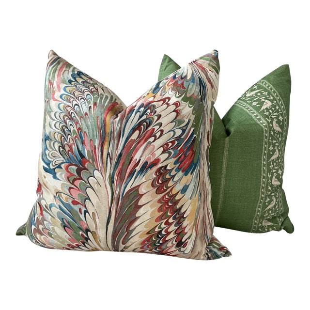 Not Yet Made - Made To Order Lee Jofa Taplow in Spice and Leaf Pillows - a Pair For Sale - Image 5 of 5