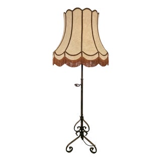 Adjustable Wrought Iron Floor Lamp, 1930s For Sale