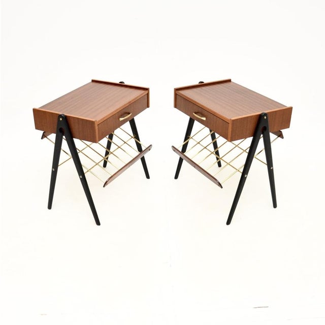 Mid-Century Modern Swedish Teak Bedside Tables, 1960s, Set of 2 For Sale - Image 3 of 11