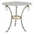 1970s Mid-Century Modern Brass Chrome Marble-Top Hoof Feet Large Rings Accents Table For Sale