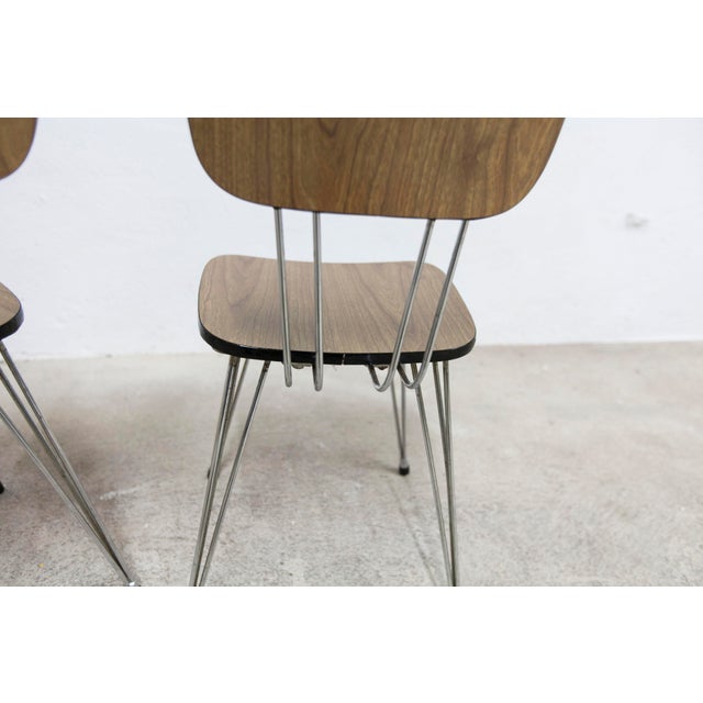 Metal Formica Chairs with Brown Eiffel Legs, 1970s, Set of 2 For Sale - Image 7 of 15