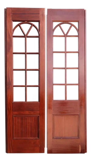Pair Vintage Solid Mahogany and Beveled Glass Interior Room Divider Doors