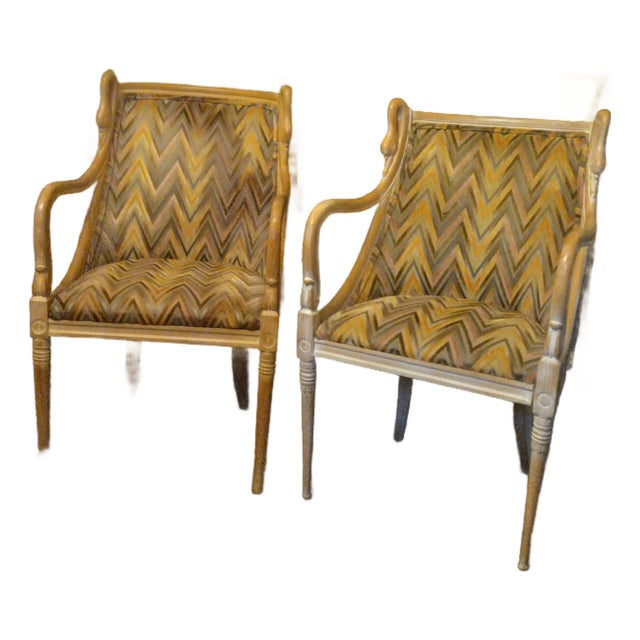 Pair of Mid-Century Modern Hand Carved Swan Head Chairs For Sale