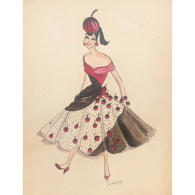 Figurative Larry Youngblood Chocolate Sundae Mardi Gras Costume Watercolor For Sale - Image 3 of 3