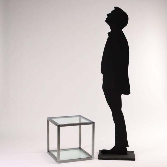 Vintage Cubic Coffee Table in Glass & Metal, Italy, 1960s For Sale - Image 3 of 9