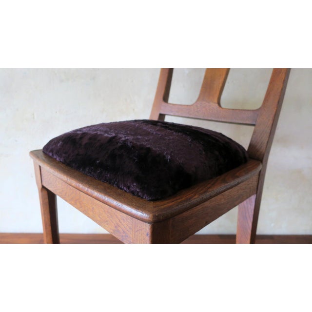 Red Art Nouveau Side Chair in Oak and Royal Purple Velvet, 1900s For Sale - Image 8 of 17