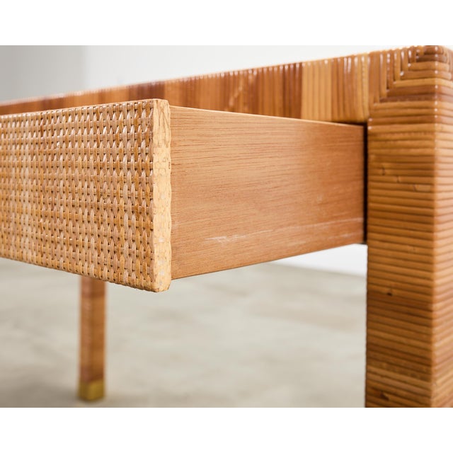 Billy Baldwin for Bielecky Brothers Rattan Cane Writing Desk For Sale - Image 11 of 18