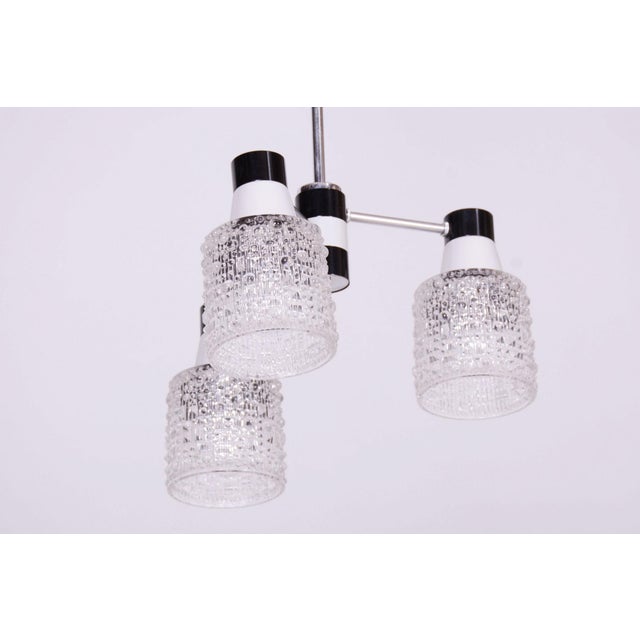 Metal Mid-Century Chandelier in Chrome and Opaline Glass from Drukov, Czech, 1970s For Sale - Image 7 of 12