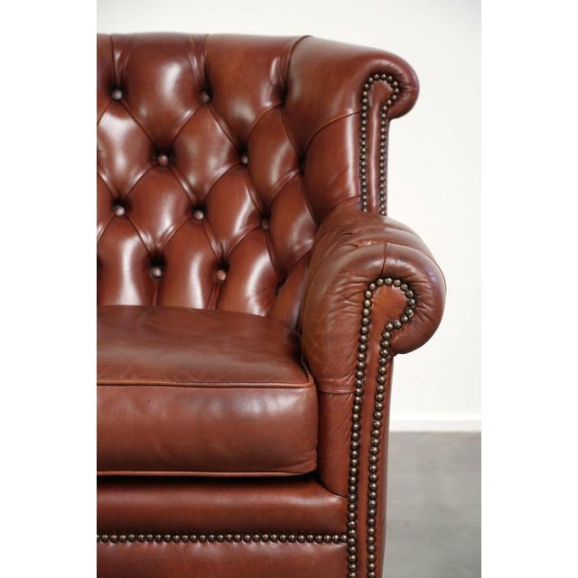 Chesterfield Club Chair in Cowhide Leather For Sale - Image 9 of 13