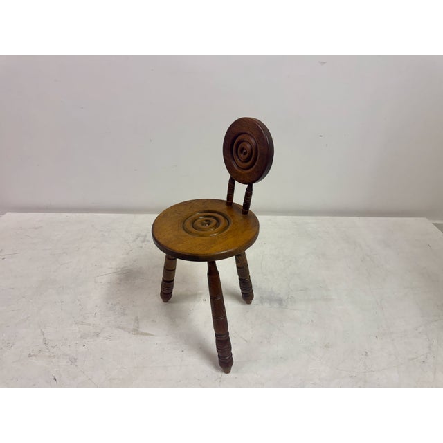 French Carved Oak Chair in the style of Charles Dudouyt, 1950s For Sale - Image 4 of 15