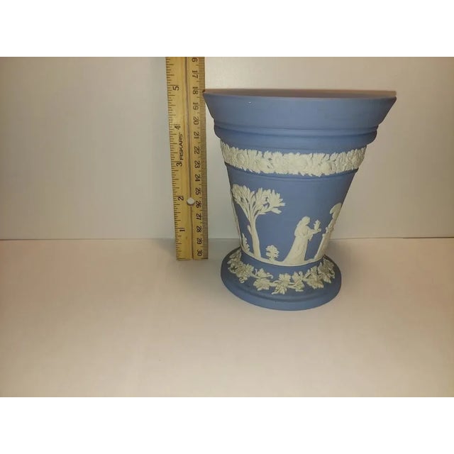 Vintage Wedgwood Jasperware Blue Frog Vase For Sale - Image 6 of 8