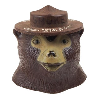 Vintage 1960s Smokey the Bear Snuffit Magnetic Dashboard Ashtray For Sale