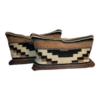 1930s Hand Made Weaving Geometric Pillows - A Pair For Sale
