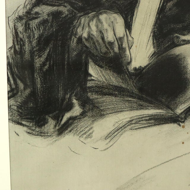Herwig Driesschaert, Portrait Composition, 1974, Charcoal on Paper, Framed For Sale - Image 6 of 18