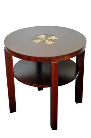 Art Deco Round Side Table with Glass Mosaic Inlay, 1930s