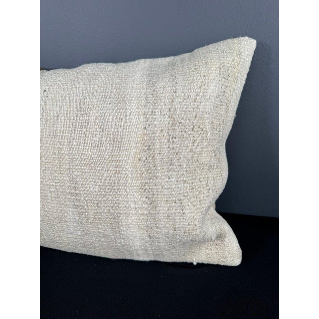 Turkish Hemp Pillow Cushion Natural Beige Brown Pillow Cushion Cover 16" x 24" For Sale - Image 4 of 4
