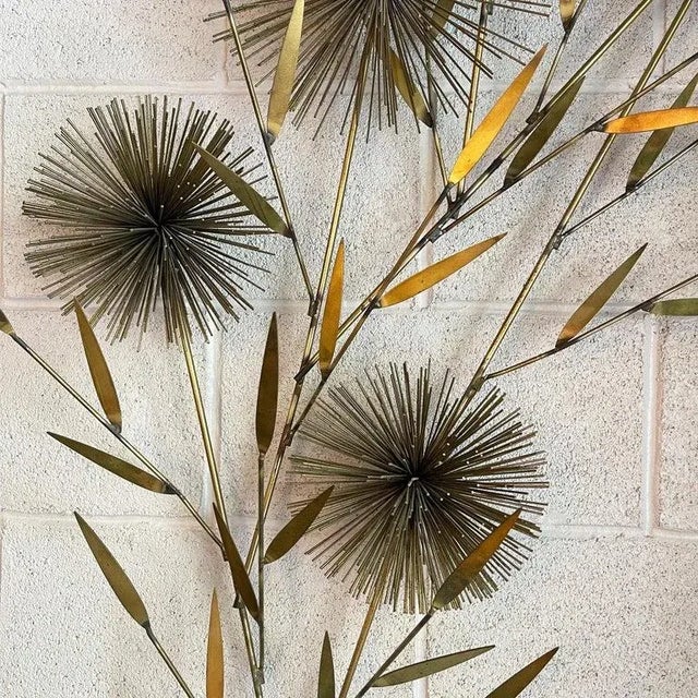 Mid-Century Modern 1960s Curtis Jeré Large Brass Pom-Pom Floral Wall Sculpture For Sale - Image 3 of 12