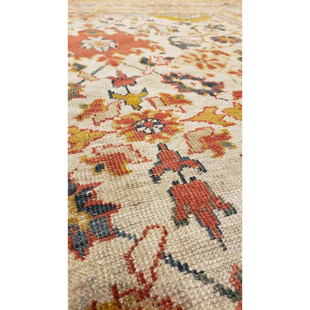 Antique Persian Sultanabad Carpet, Wool Ivory Oriental Rug Hand Knotted For Sale - Image 16 of 18