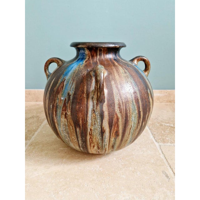 Large Vase with Handles in Flamed Stoneware by Roger Guérin, 1920s For Sale - Image 16 of 16