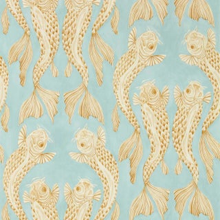Sanderson Voyaging Koi Wallpaper in Clear Sky/Persimmon For Sale
