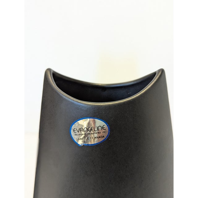 Mid-Century Modern Evangeline Matte Black Crescent-Mouth Vase Small Black For Sale - Image 3 of 4
