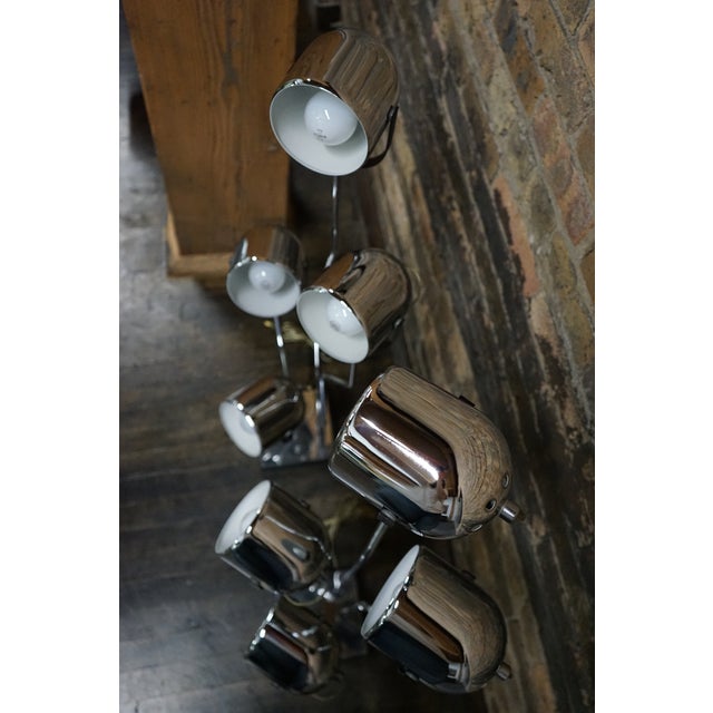 Stunning pair of post-modern chrome spotlight lamps by Goffredo Reggiani. These Italian made lamps each feature four...