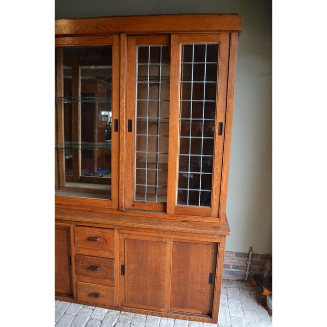 Large Art Deco Oak Display Cabinet. For Sale - Image 4 of 16