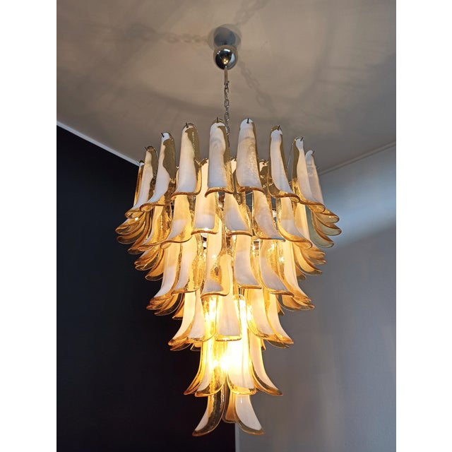 Vintage Italian Murano Chandelier with Caramel Glass Petals in the style of Mazzega, 1990 For Sale - Image 15 of 17