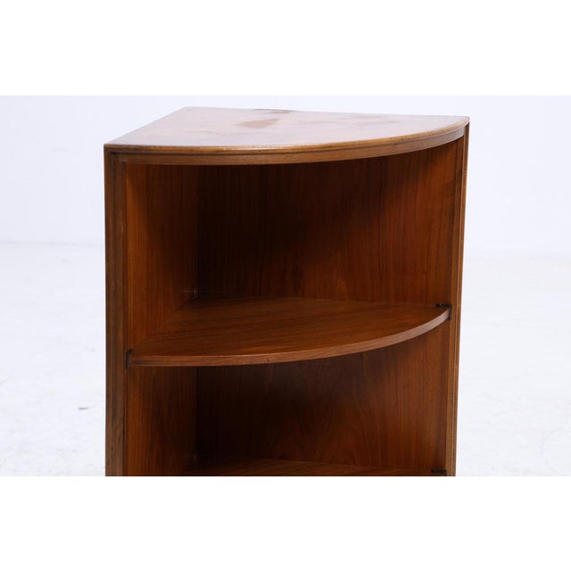 Wood Mid-Century Wooden Corner Shelf with Brass Feet, 1960s For Sale - Image 7 of 16