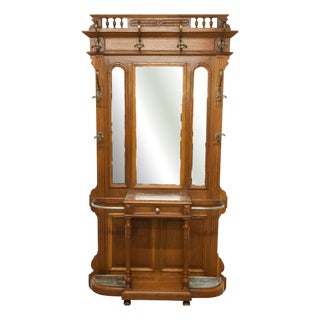 Napoleon III Style Wardrobe in Walnut with Marble, 1890s For Sale