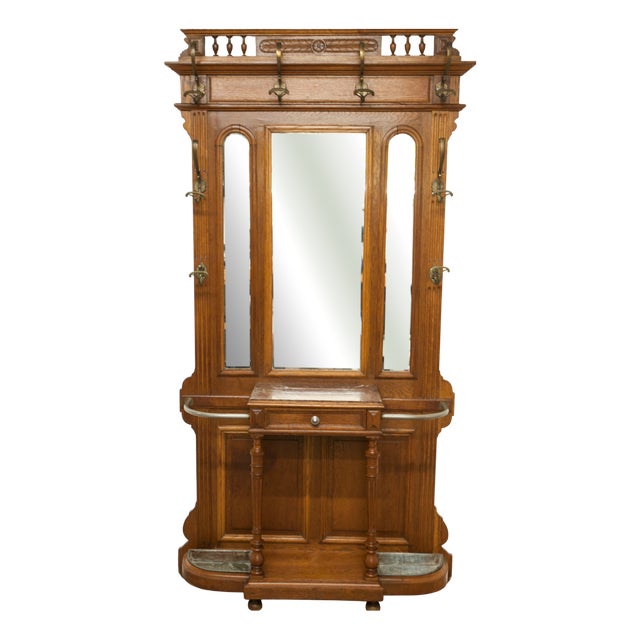 Napoleon III Style Wardrobe in Walnut with Marble, 1890s For Sale