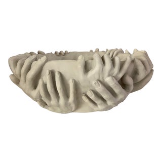 Fornasetti Style Centerpiece Bowl - Jonathan Adler Inspired Tms Bowl Perpetual Hands For Sale