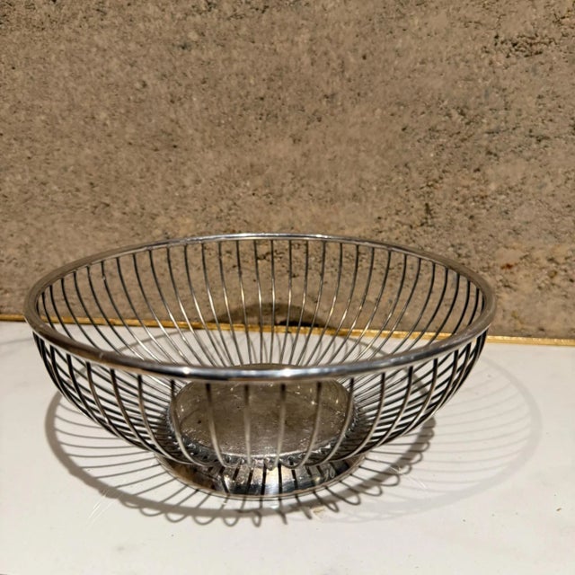 Alessi Italy Mid Century Modern Small Nickel Silver Basket For Sale - Image 4 of 9