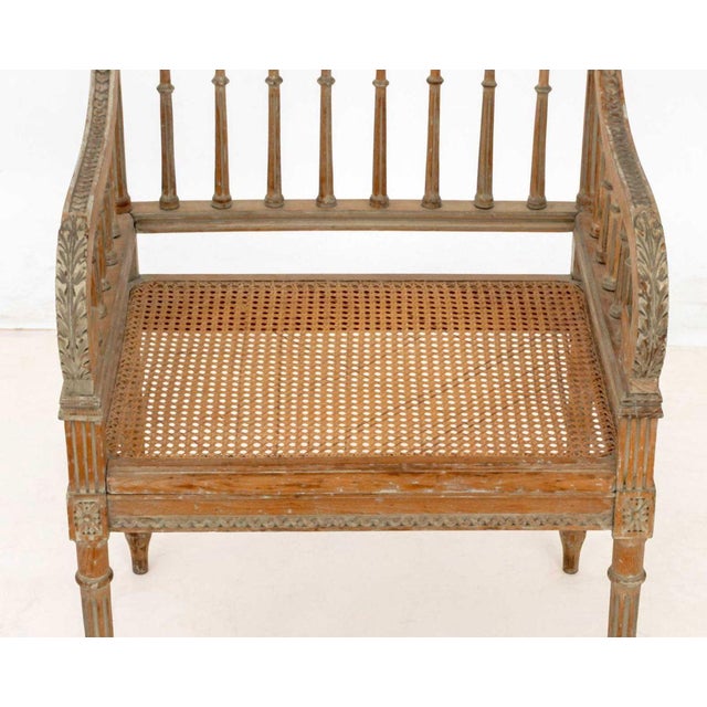 Louis XVI Style Cane Paneled Seat Fauteuil For Sale - Image 4 of 7