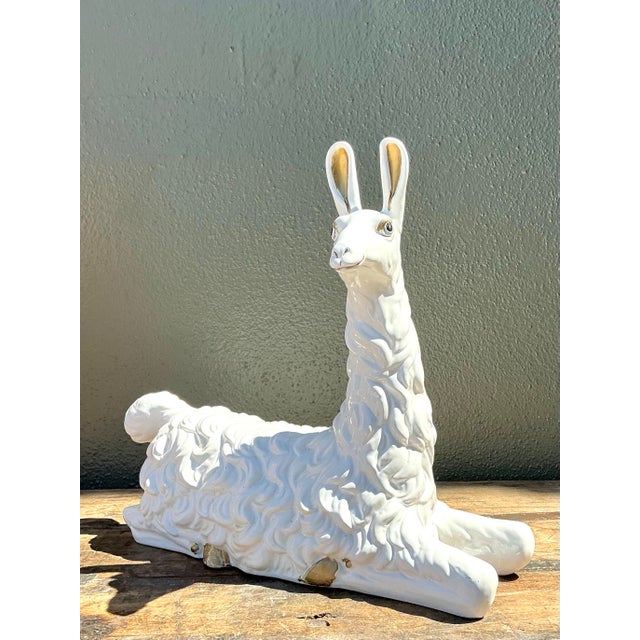 Vintage Glazed Ceramic Llama For Sale - Image 10 of 12