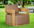 Eclipse Outdoor Solid Teak Wood Revolving Chair - Light Brown Fabric For Sale - Image 11 of 11