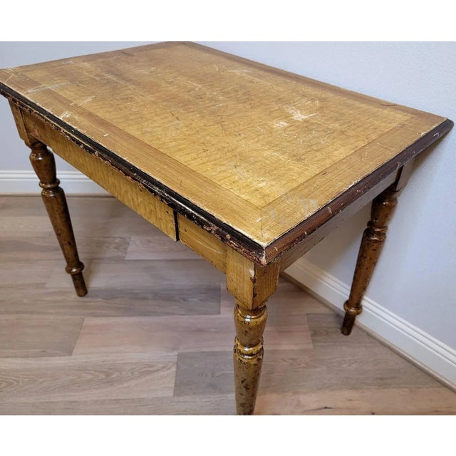 Antique Distressed Country Farmhouse Work Table For Sale - Image 10 of 11