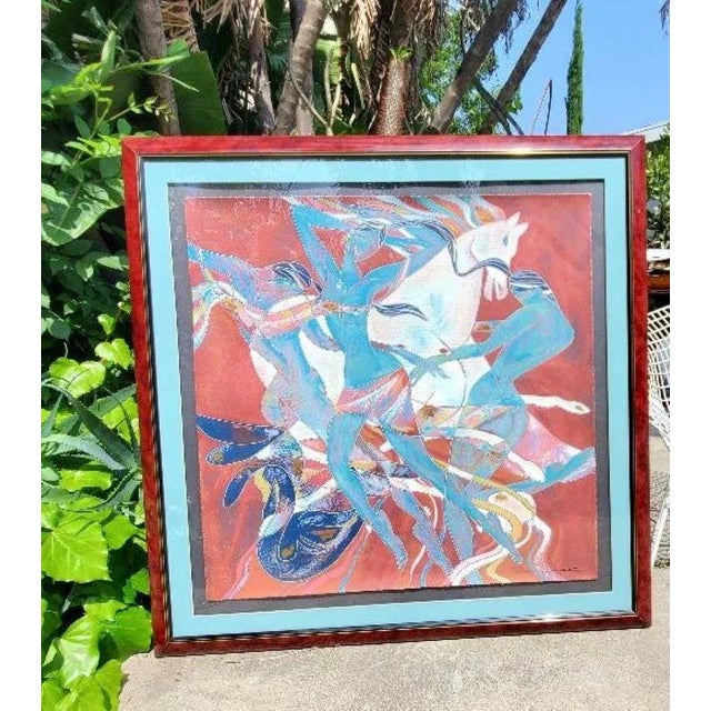 Yamin Young, Serigraph Signed, Numbered and Titled "Flame" 151/175 Framed 1980s For Sale - Image 9 of 13