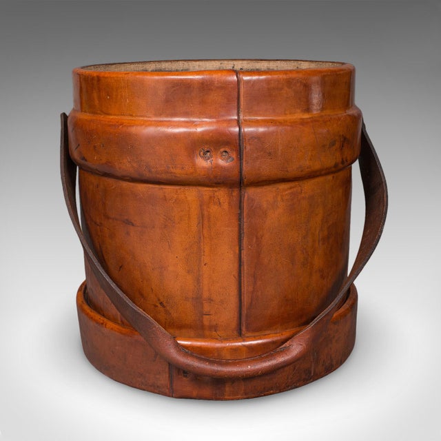 1940s Vintage Drawing Room Waste Paper Basket, English, Leather Study Bin, Mid Century For Sale - Image 5 of 12