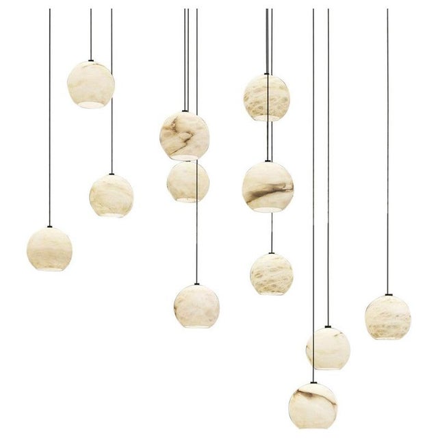 Rain Balls Pendant Lamps by United Alabaster, Set of 12 For Sale - Image 6 of 6