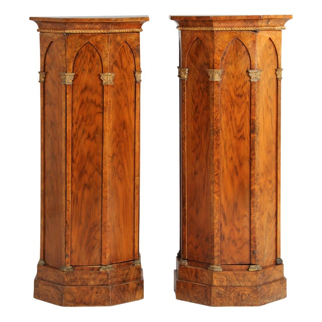 Neo-Gothic Pedestals, 1800s, Set of 2 For Sale