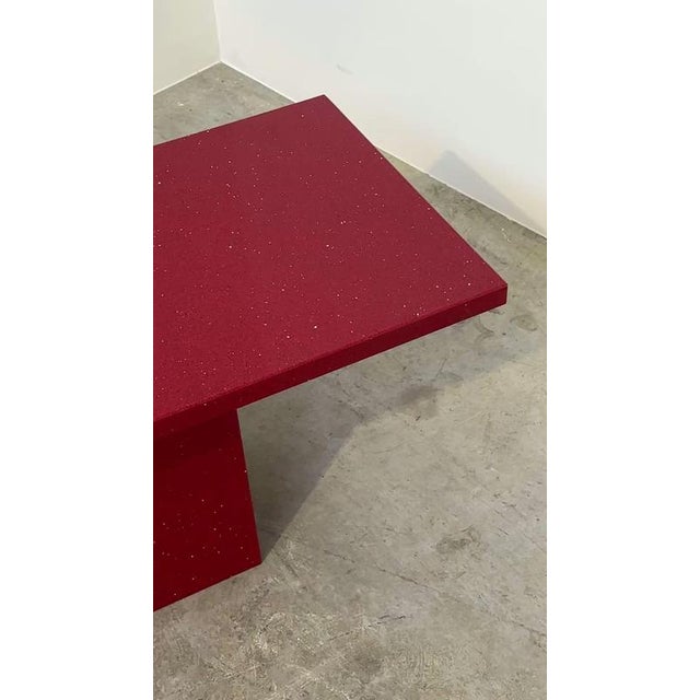 Vintage Italian Red Granite Coffee Table with Silver Flecks, 1980s For Sale - Image 11 of 12