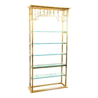 Vintage Hollywood Regency Mastercraft Brass 5 Shelf Etagere Bookcase For Sale