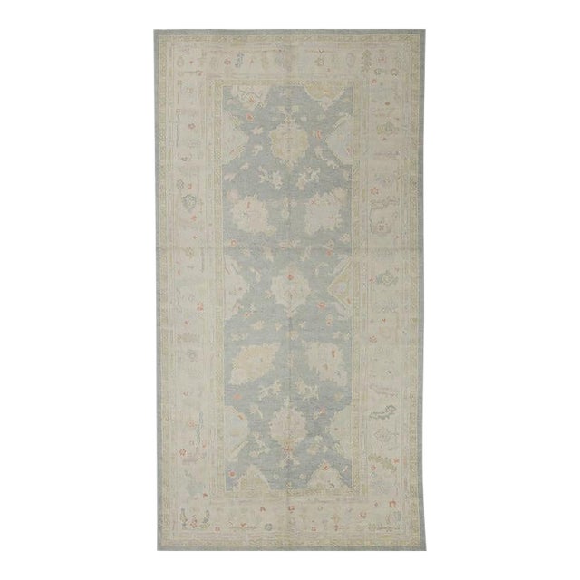 Oriental Hand Knotted Rug Turkish Oushak 5'7" x 11'5" For Sale