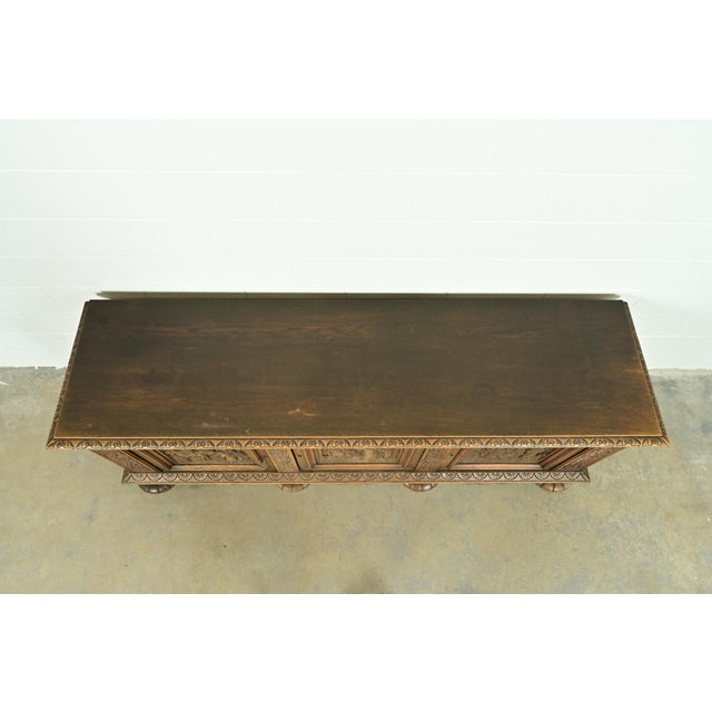 Antique Danish Renaissance Revival Carved Oak Sideboard or Bar Cabinet, Circa 1890s For Sale - Image 10 of 13