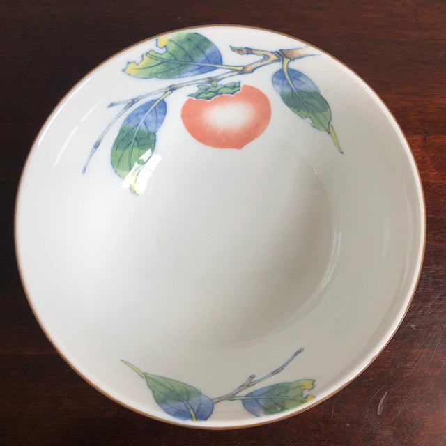 Japanese Vintage Japanese Peach Tree Decorative Porcelain Bowl For Sale - Image 3 of 12